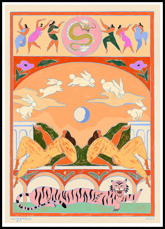 Rabbit Jumps Over the Moon Plakat - Posterbox