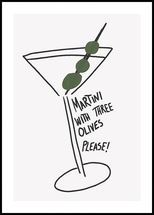 Olive Trio Martini Plakat - Posterbox
