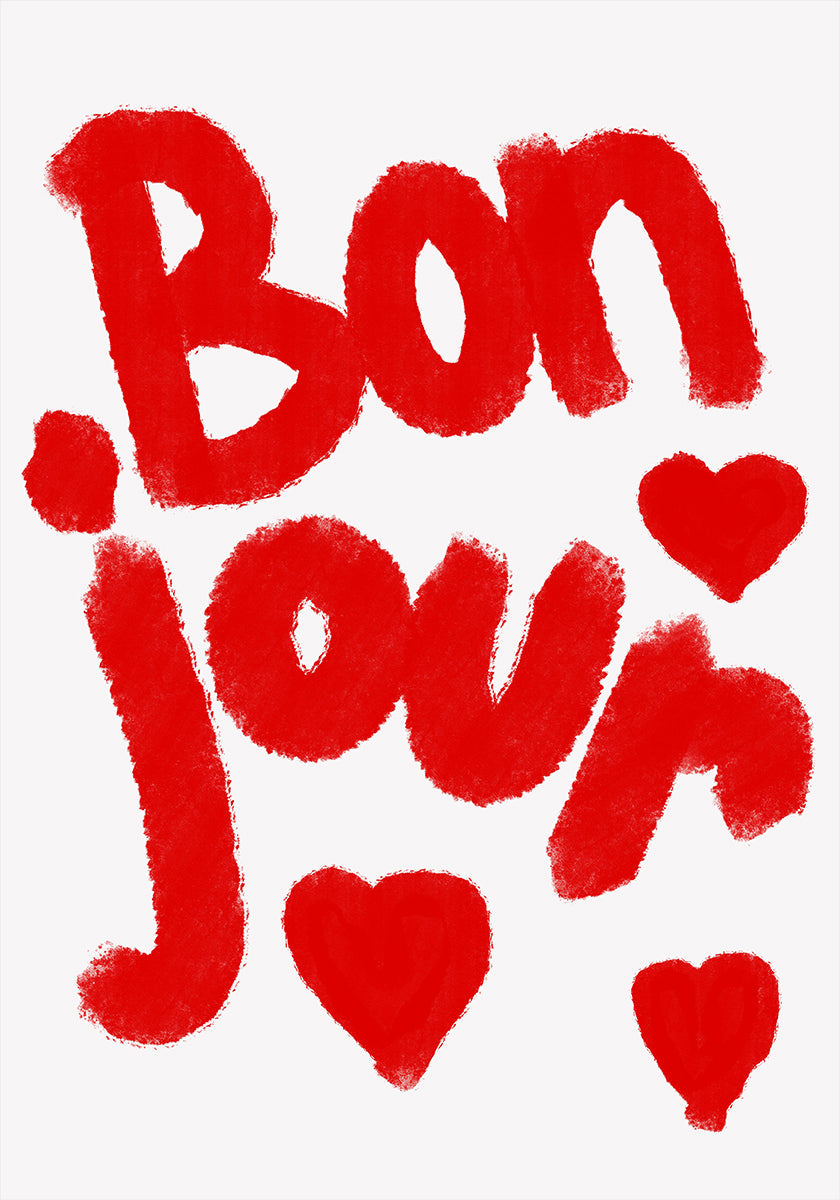 Bonjour Hearts Plakat - Posterbox
