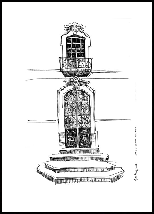 Portugal Portals City Drawing Plakat - Posterbox