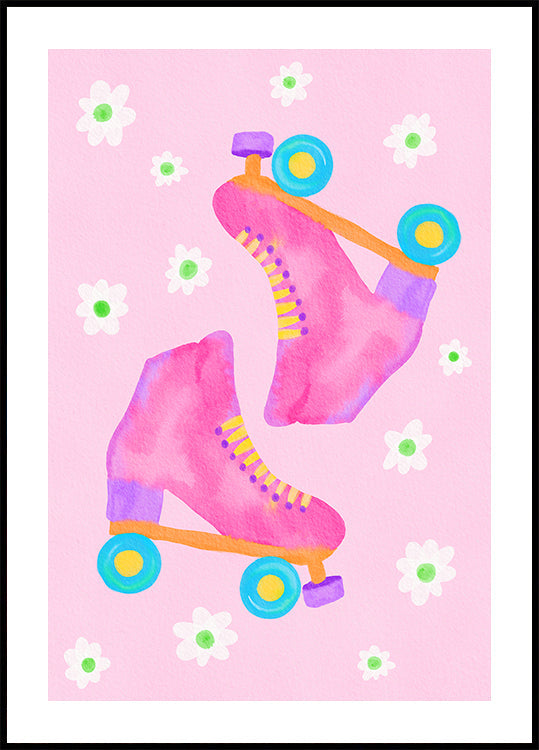 Roller Skates Pink  Plakat - Posterbox