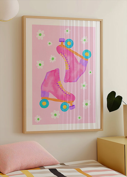 Roller Skates Pink  Plakat - Posterbox