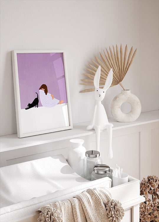 Girl and Cat Plakat - Posterbox