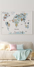 Illustrated Map of the World with Cute Animals Plakat - Posterbox