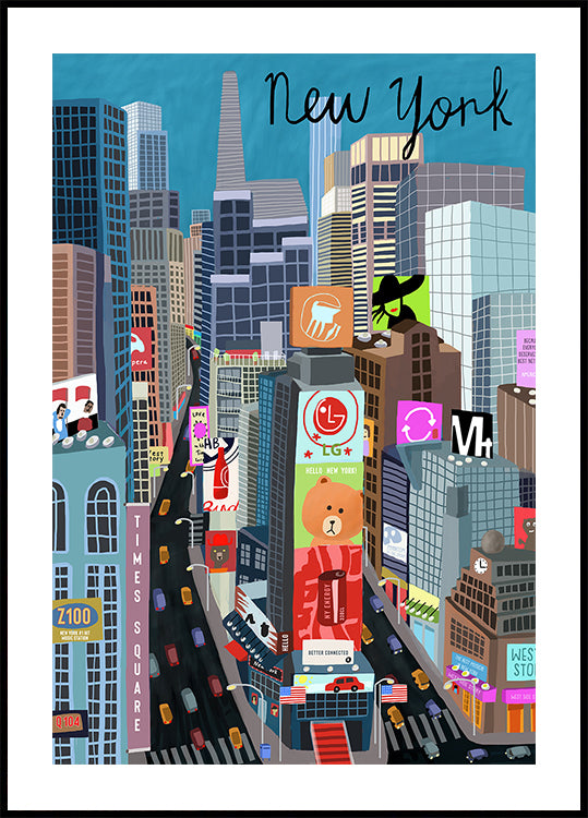 Times Square, New York Illustration by Artist Carla Daly - Posterbox
