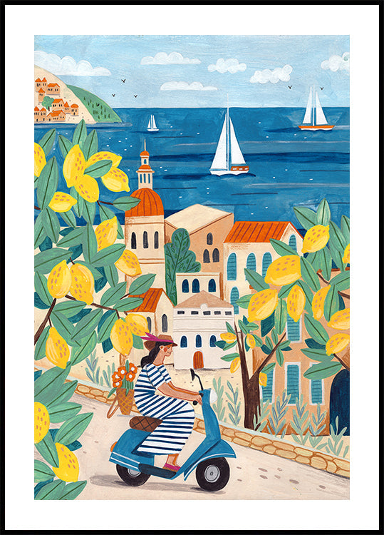Travel woman on the Amalfi coast, Italy Plakat - Posterbox