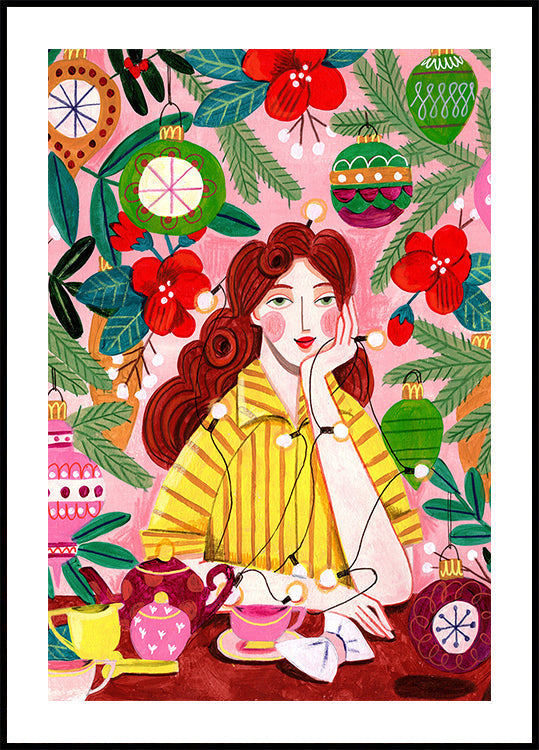 Retro Christmas Woman Plakat - Posterbox