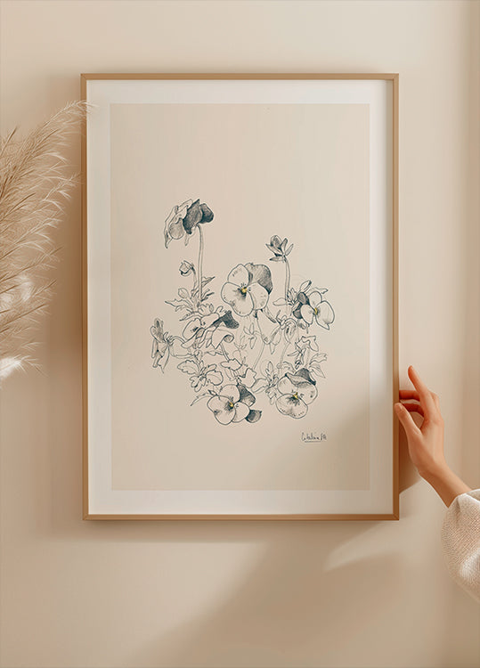 Pansies pencil drawing Plakat - Posterbox