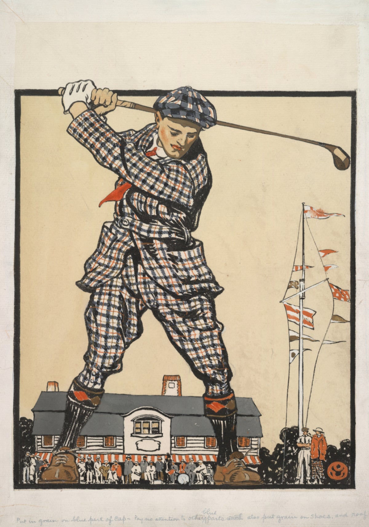 Mann schwingt Golfschläger (1915)