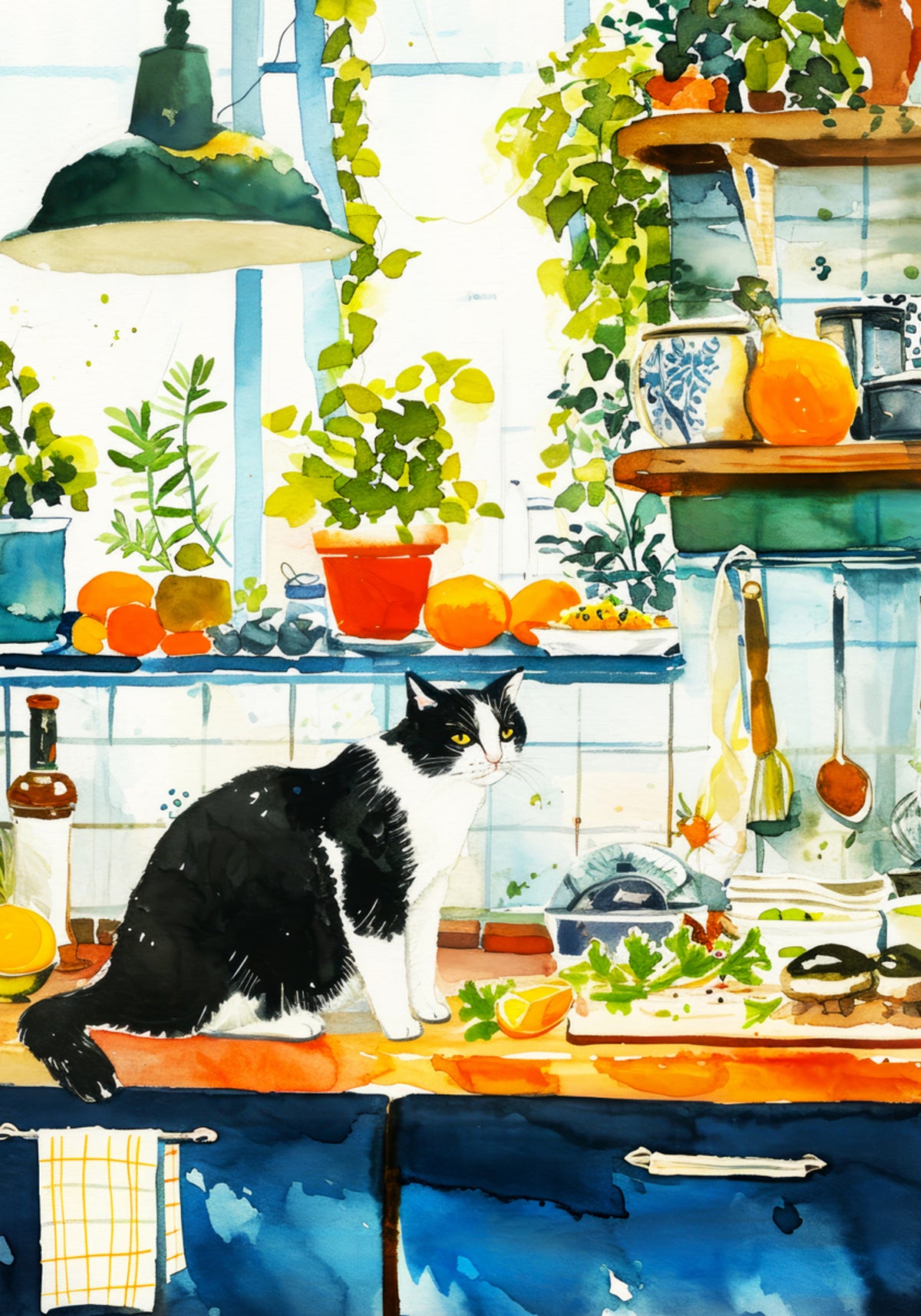 Gemütliche Küchenkatze