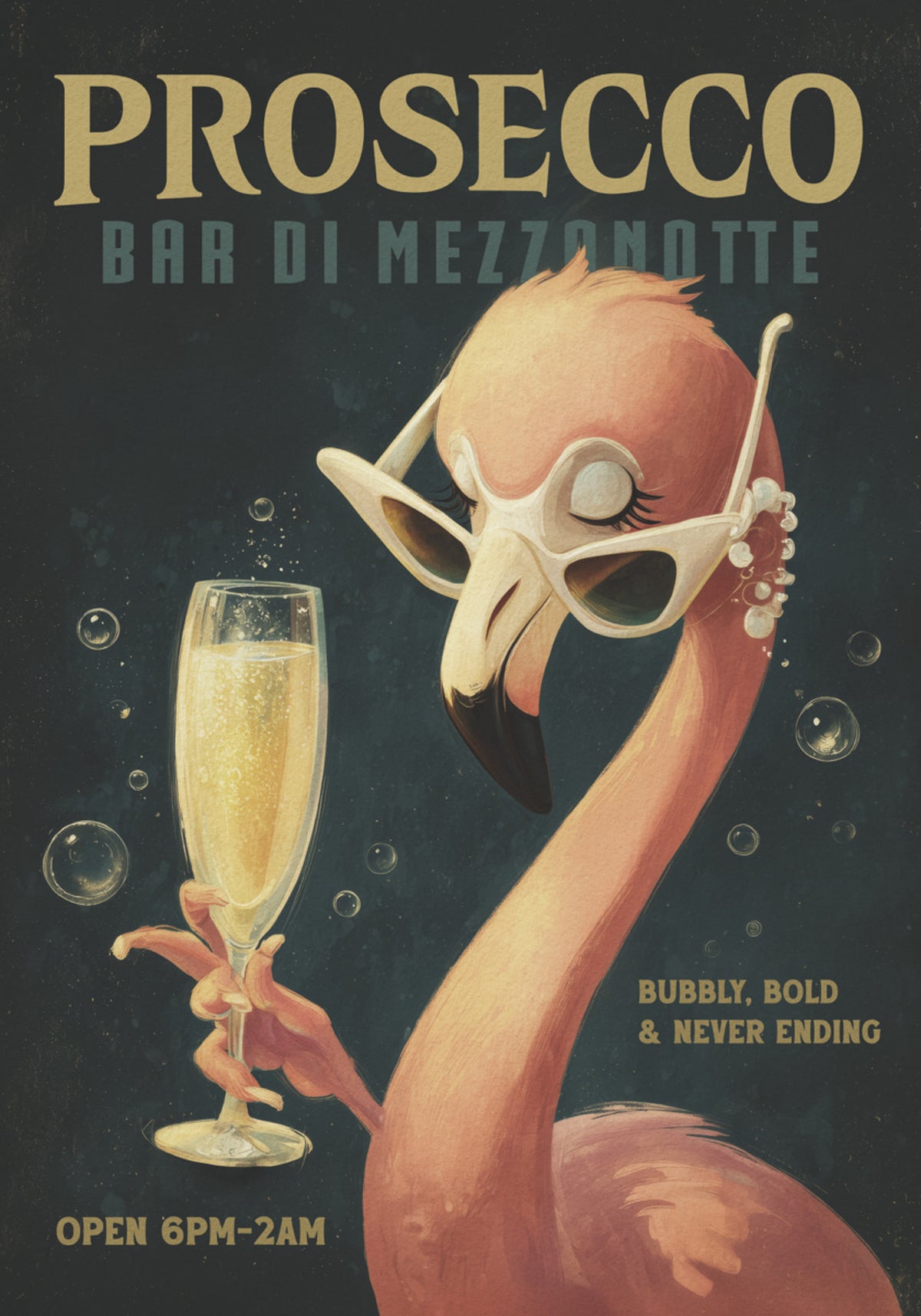 Coole Flamingo-Prosecco-Bar