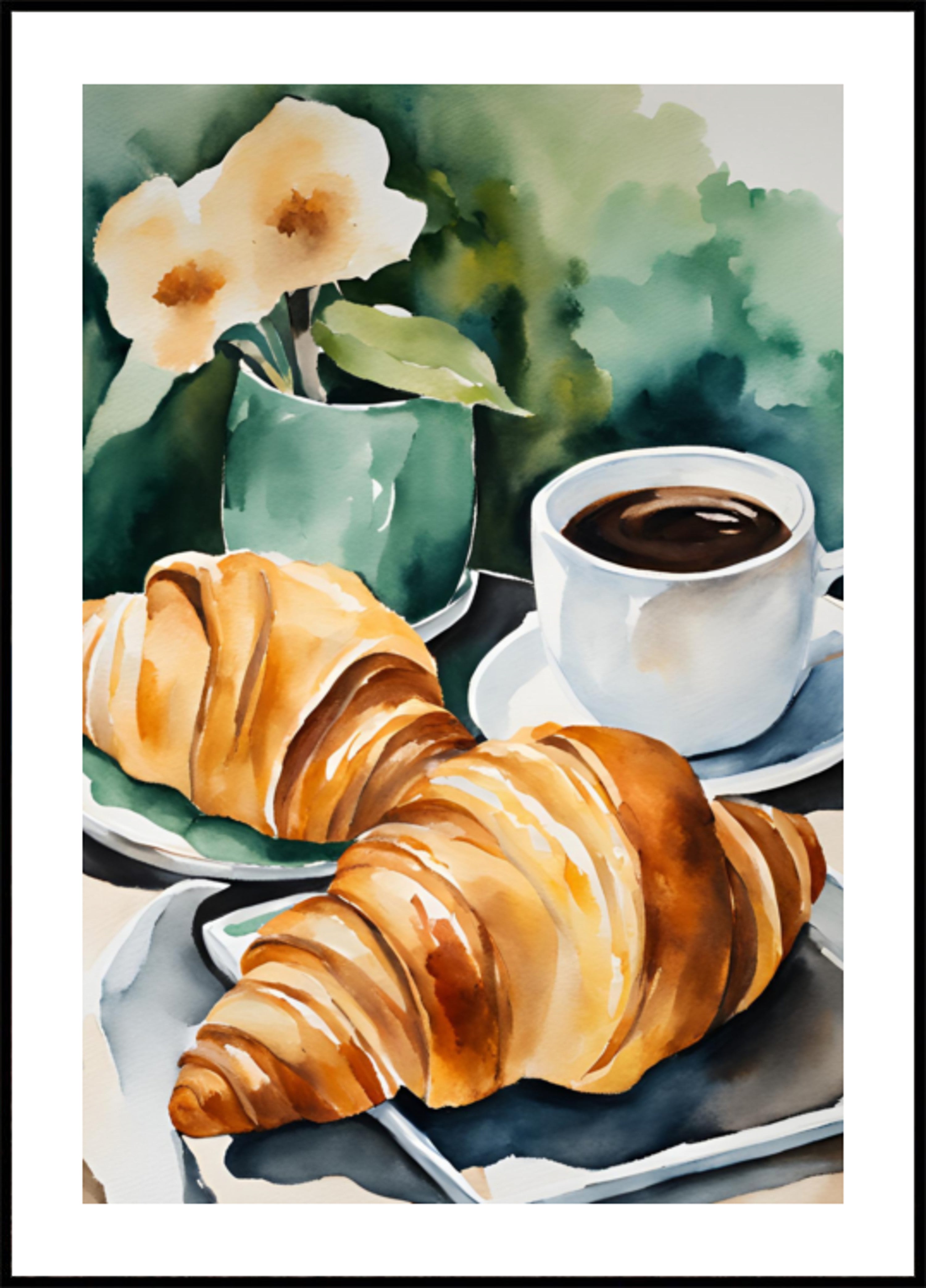 Frische Croissants und Kaffee