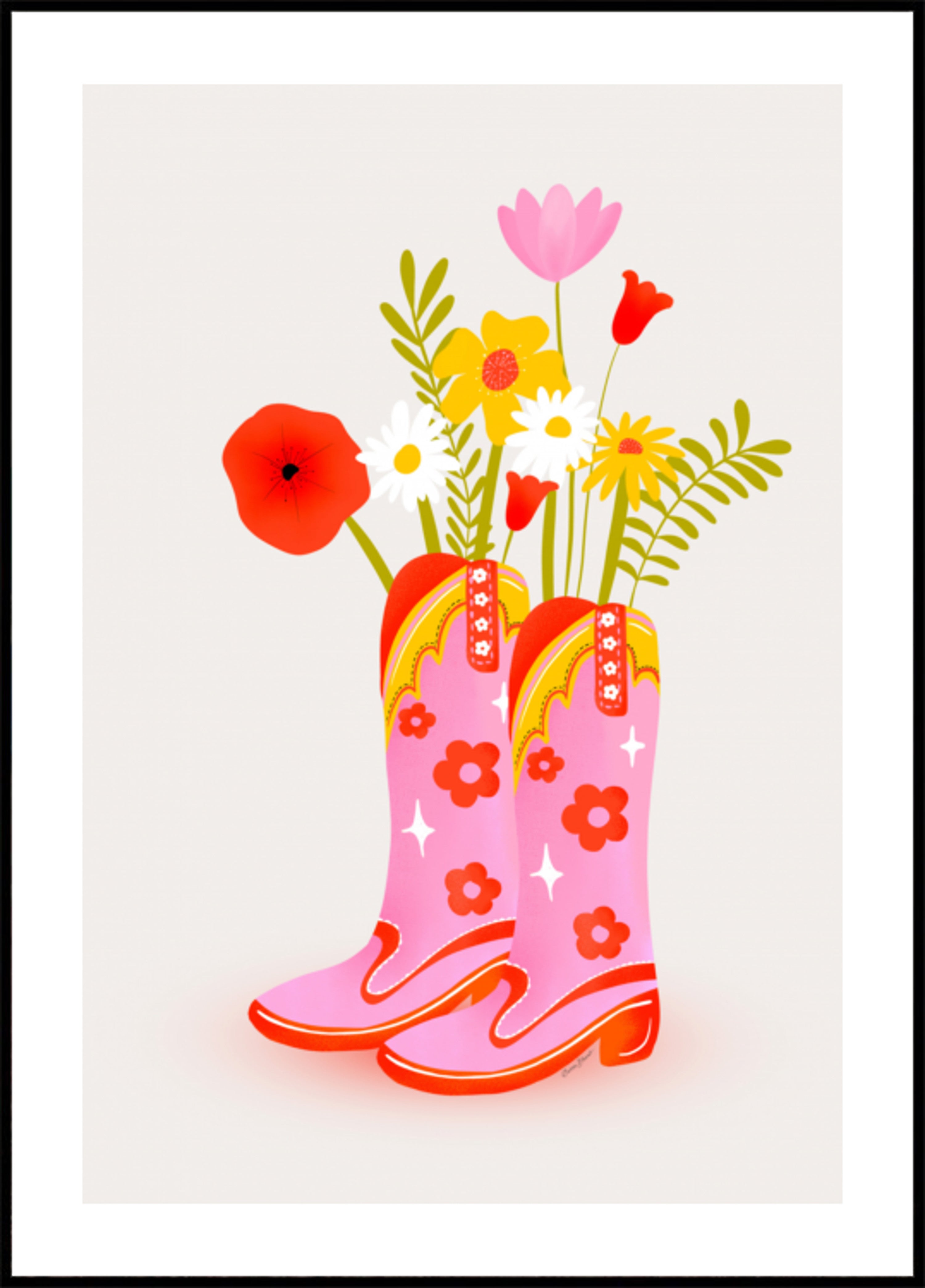 Rosa Cowboystiefel-Blumen
