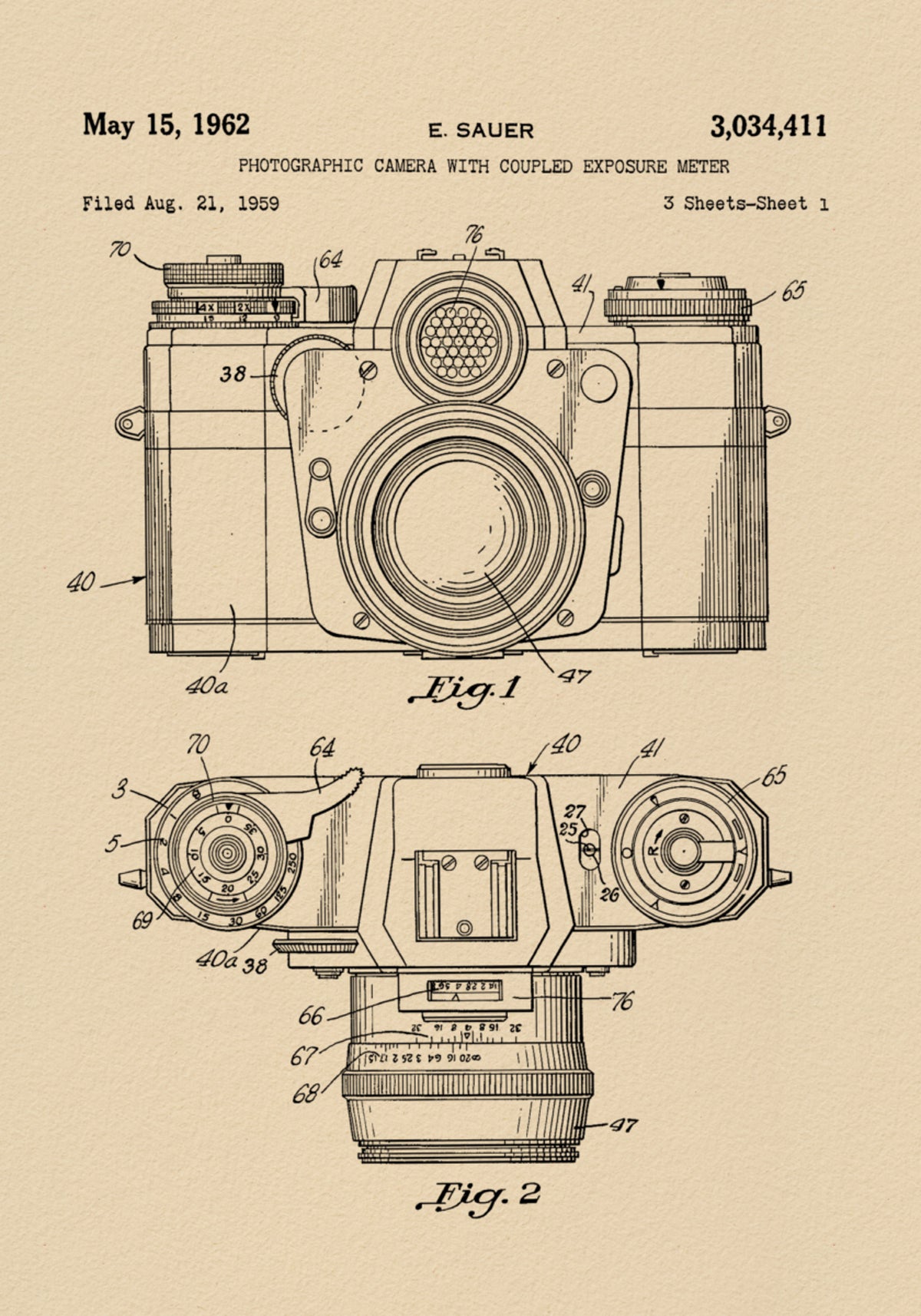 Vintage-Kamera-Patentzeichnung