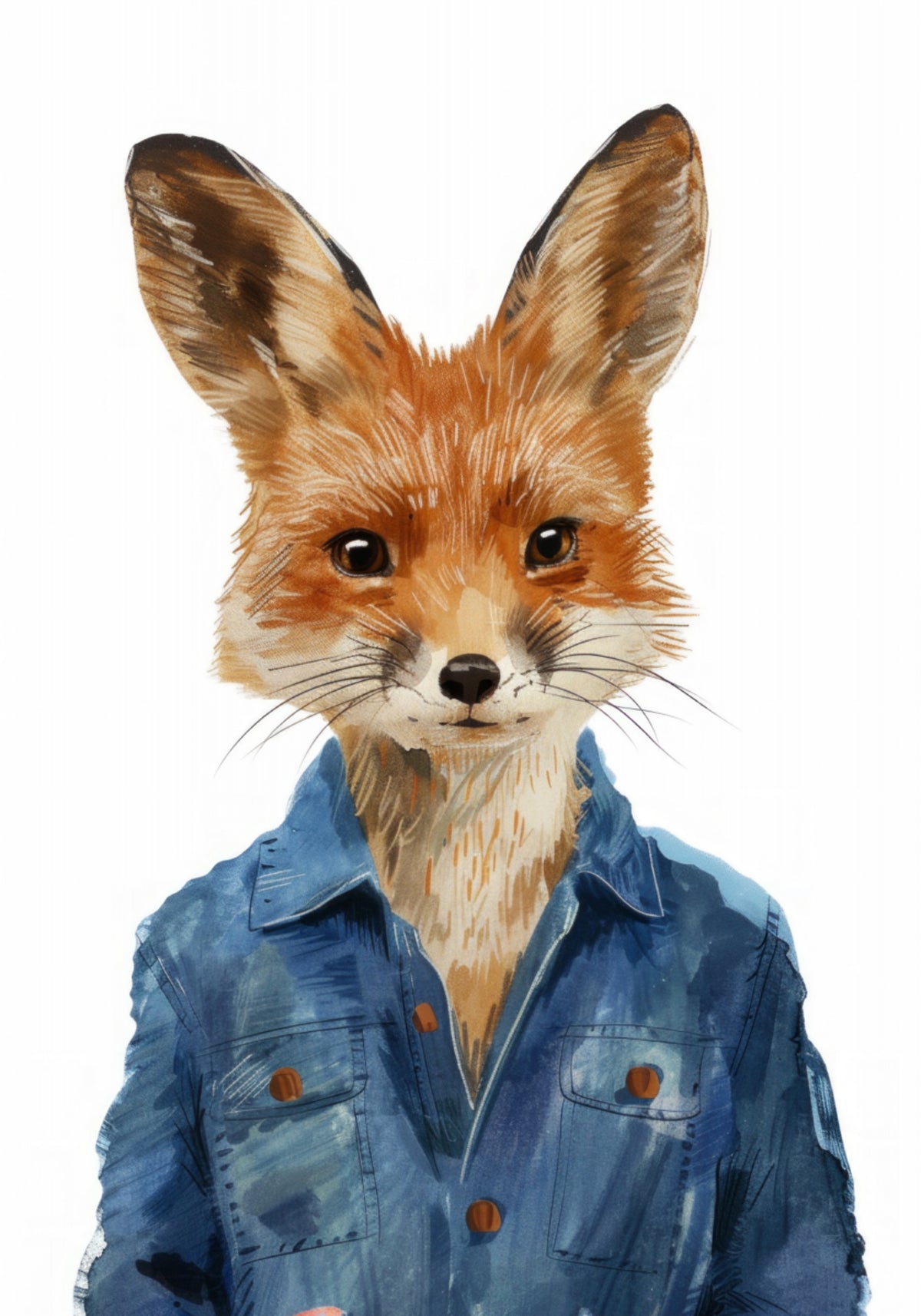 Stylische Fuchs-in-Jeansjacke