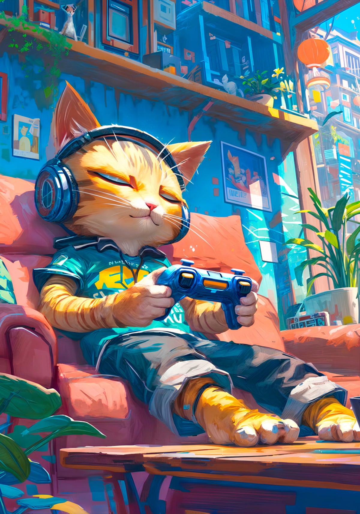 Gemütliche Gamer-Katze