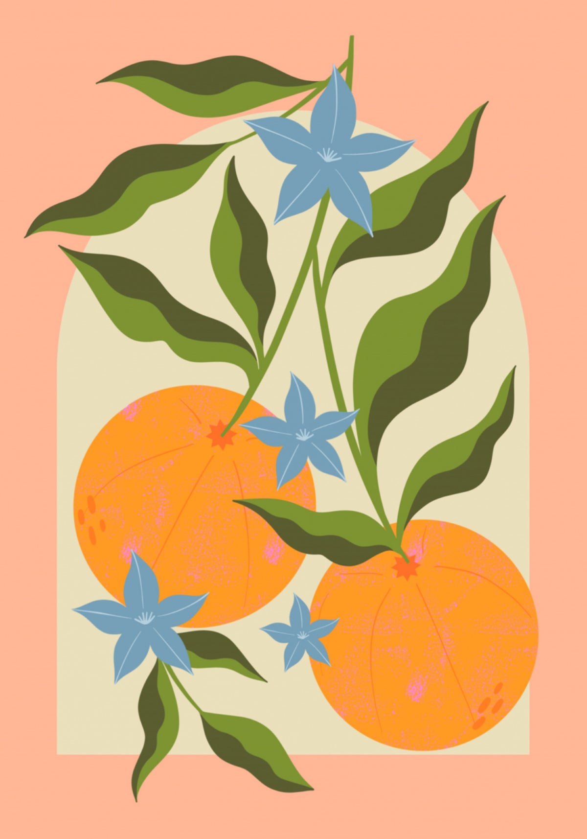 Orangenzweig mit Blumen