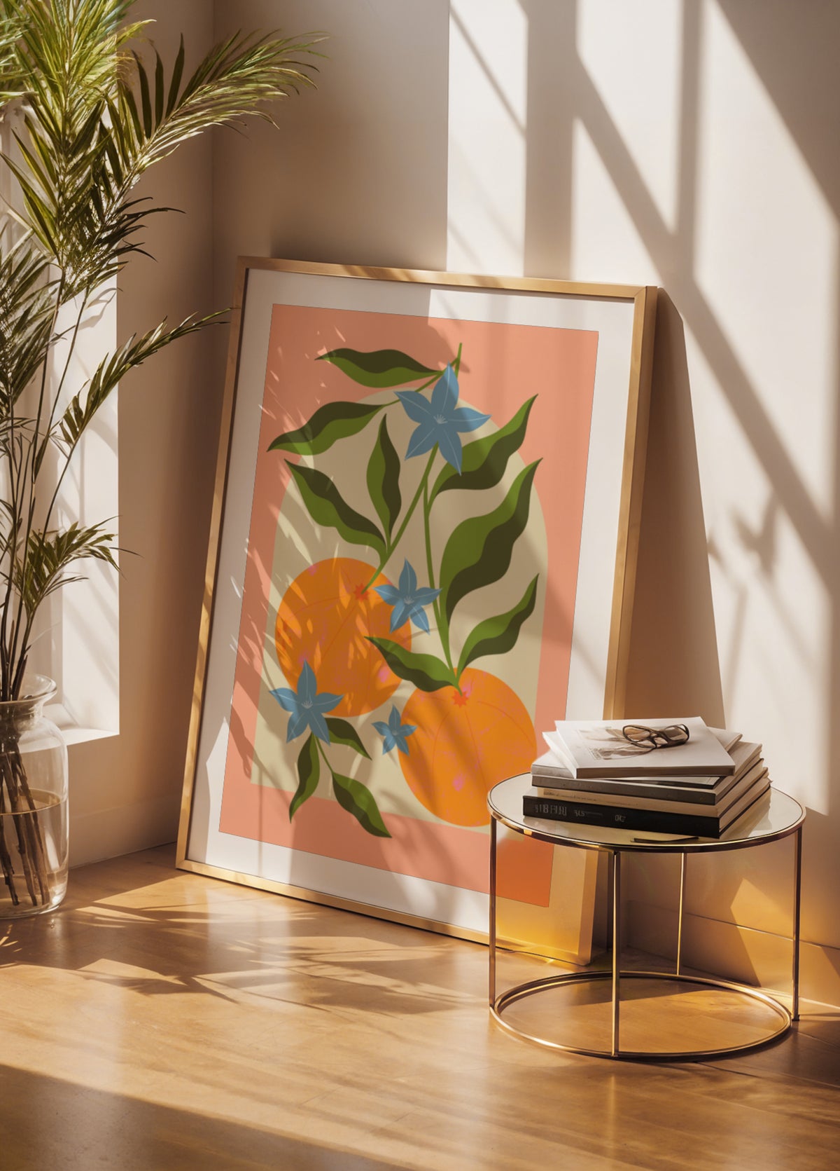 Orangenzweig mit Blumen