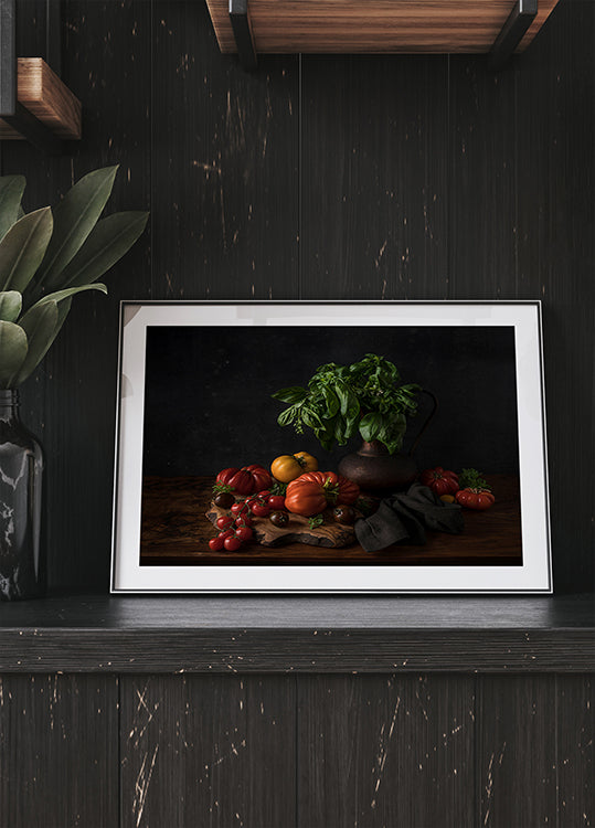Still life with tomatoes and basil Plakat - Posterbox