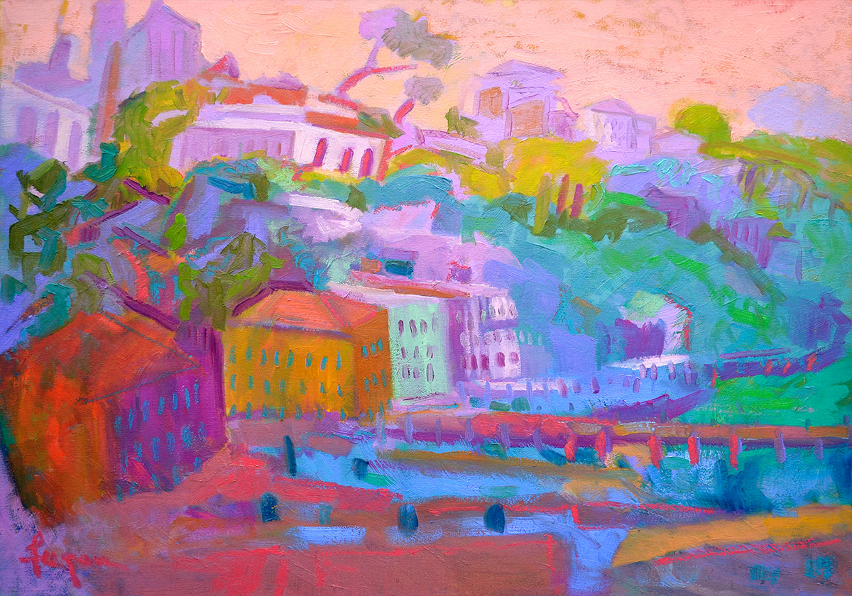 Colorful Hillside Scene - Posterbox