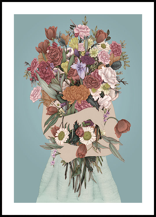 Gathering a Garden Teal Large Plakat - Posterbox