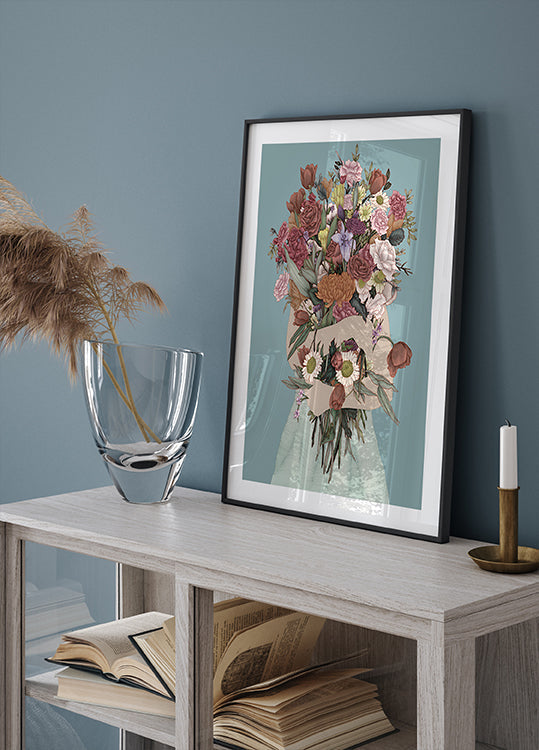 Gathering a Garden Teal Large Plakat - Posterbox