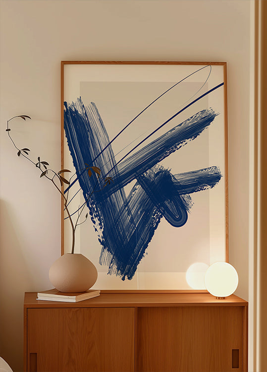 Bold Blue Brushstrokes Plakat - Posterbox