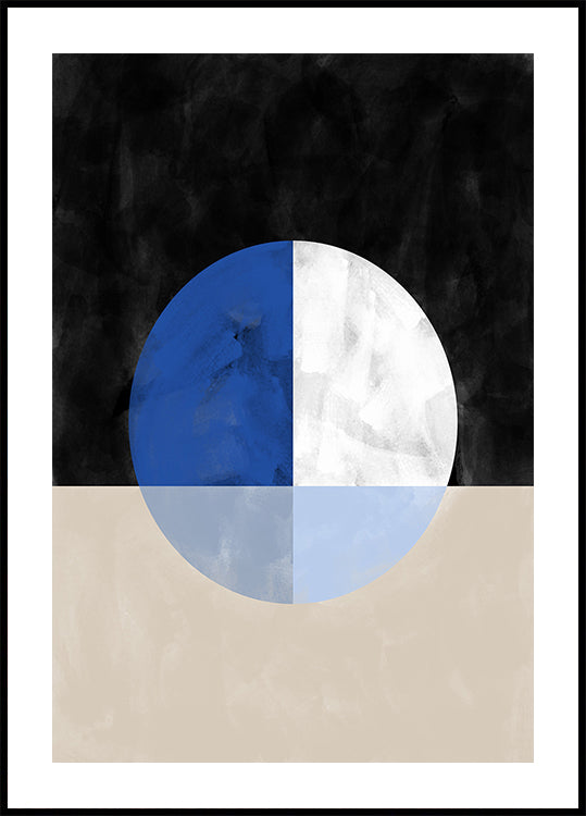Isected Circle with Blue and White Quadrants Plakat - Posterbox