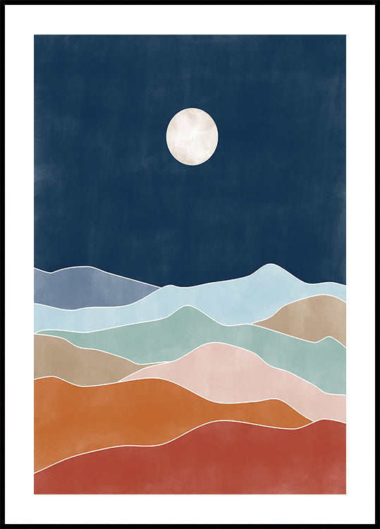 Moonlit Hill Scape  Plakat - Posterbox
