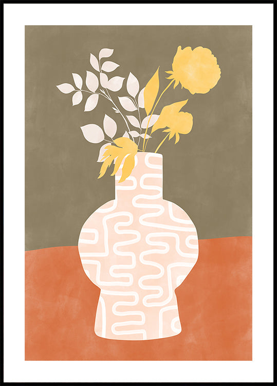 Stylized Vase With White Patterns Plakat - Posterbox