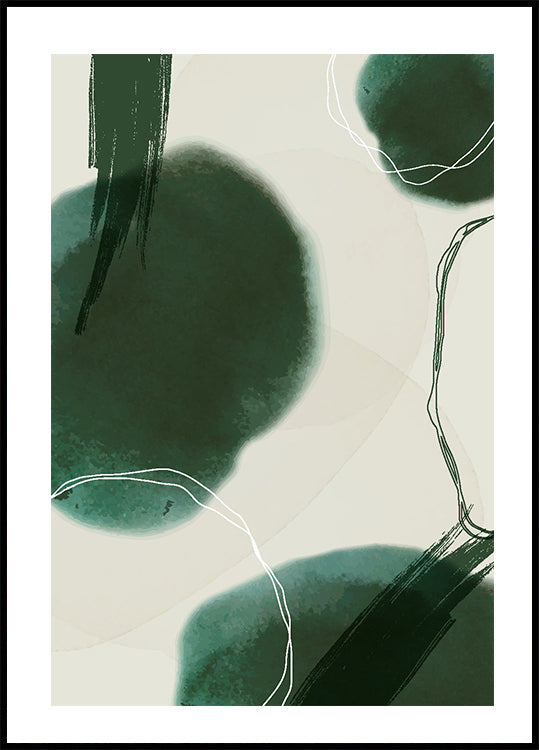 Abstrakte grüne Formen Kunstposter - Posterbox.dk