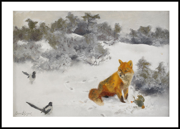 Fuchs in der Winterlandschaft von Bruno Liljefors Nr. 2 Poster - Posterbox.dk