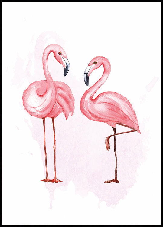 Aquarell-Flamingos-Poster - Posterbox.dk