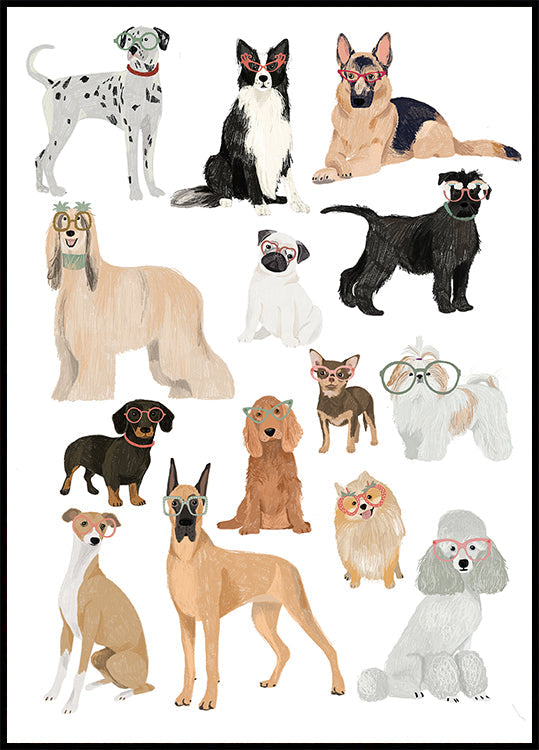 Dogs in glasses Print Plakat - Posterbox