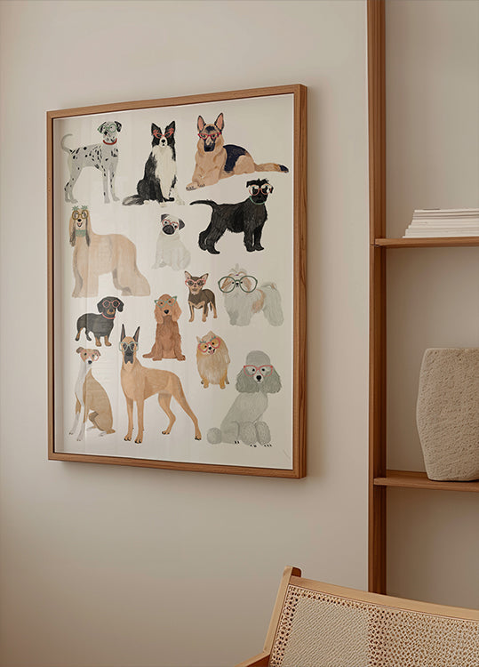Dogs in glasses Print Plakat - Posterbox