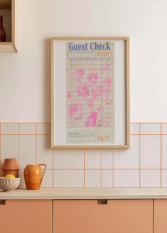 Cheers Guest Check Pink Plakat - Posterbox