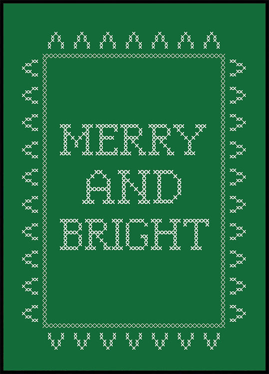 Merry and Bright - Cross Stitch - Green Plakat - Posterbox