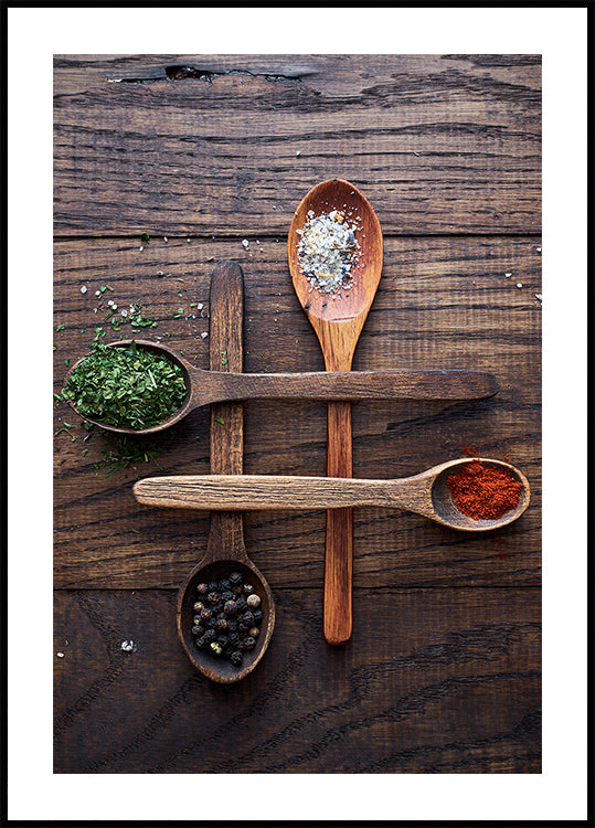 Wooden Spoons With Colorful Spices - Posterbox