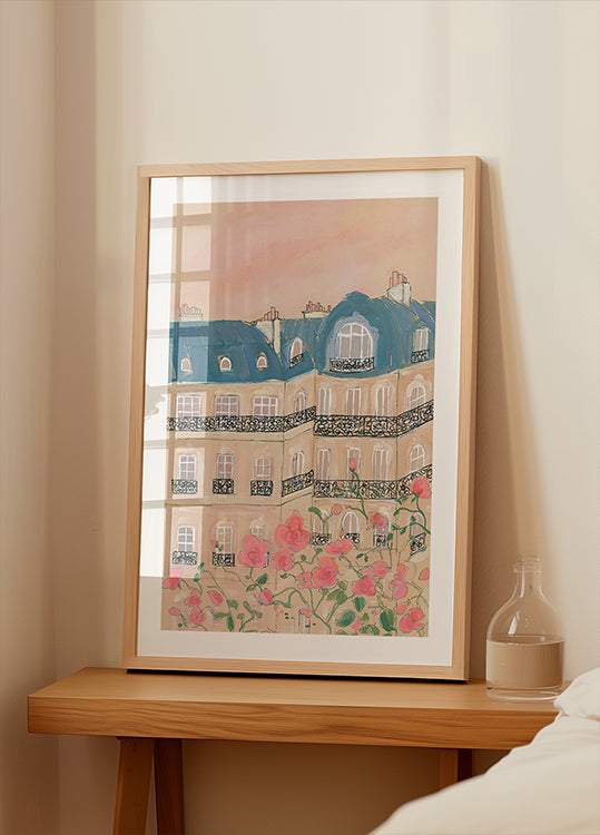 Sunset Over Paris Buildings Plakat - Posterbox