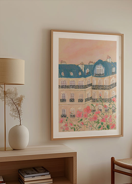 Sunset Over Paris Buildings Plakat - Posterbox