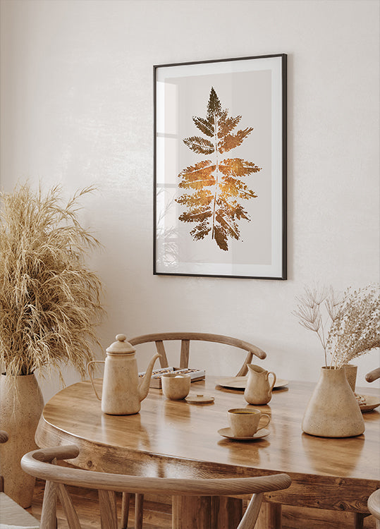 Oak Leaf Print   Gold - Posterbox