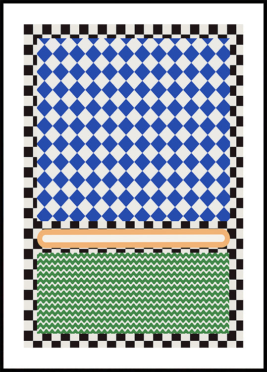 Geometric Pattern With Blue And White Diamonds Plakat - Posterbox