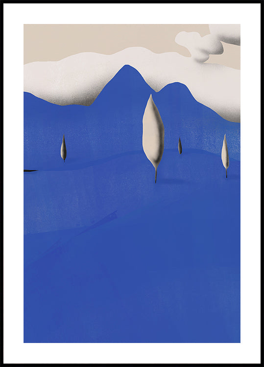 Surreal Landscapes With Blue Mountains Plakat - Posterbox