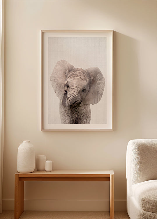 Peekaboo Baby Elephant Plakat - Posterbox