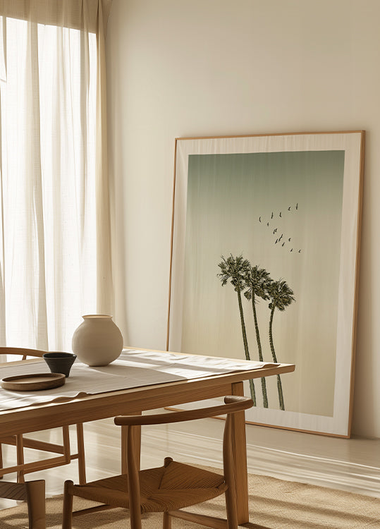 Vintage minimalist palm trees &amp; sunset Plakat - Posterbox