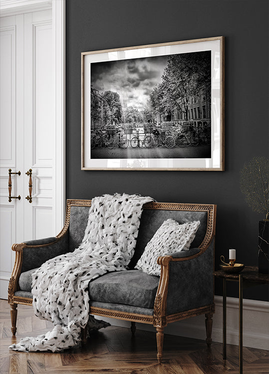 AMSTERDAM Typical Cityscape in monochrome Plakat - Posterbox