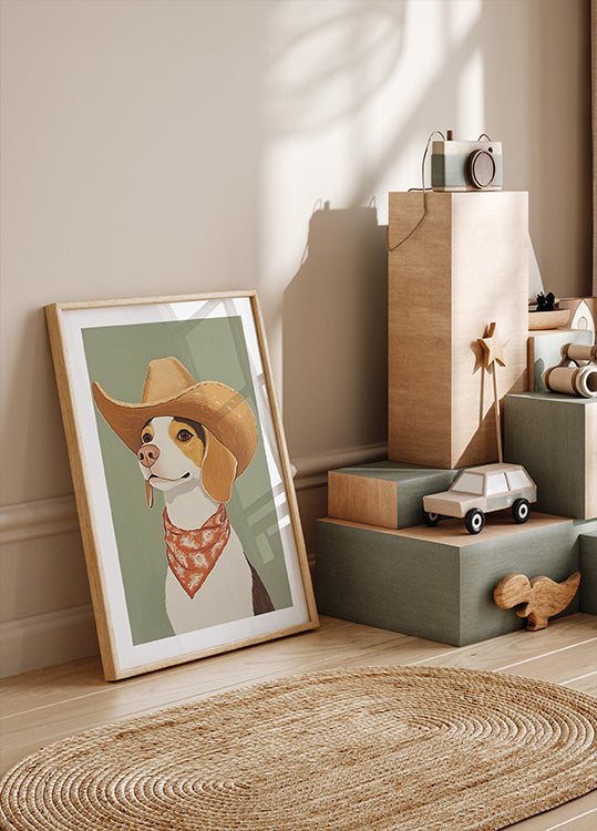 Cowboy Beagle Dog Plakat - Posterbox
