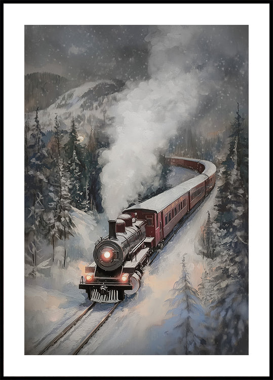 Snowfall Steam Train Plakat - Posterbox