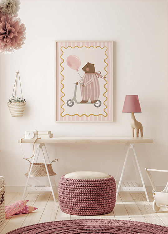 Bear with Pink Balloon (NEW) - Posterbox