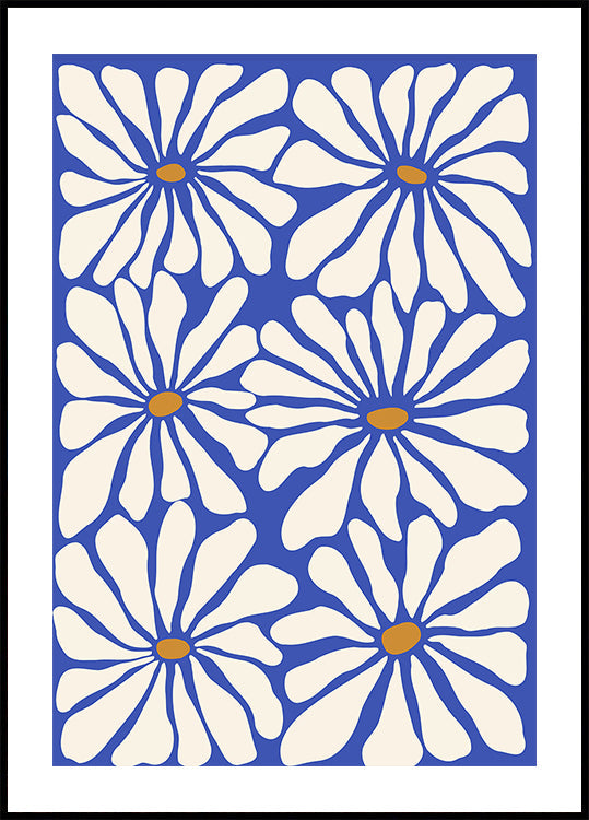 Sunny Floral Blue Plakat - Posterbox